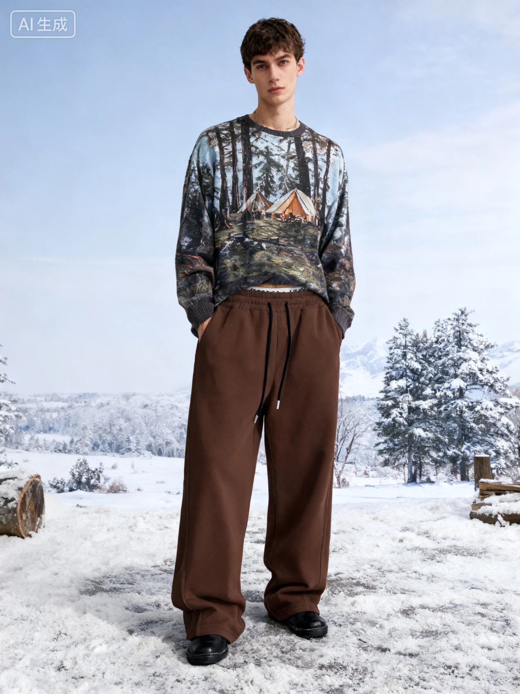 Men's Athletic Trainning Joggers Casual Loose Fit Sweatpants Spring Fall Fleece Lined Pants Elastic Waist Drawstring Trousers