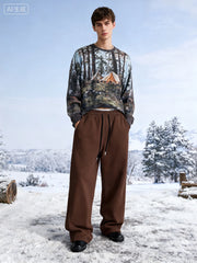 Men's Athletic Trainning Joggers Casual Loose Fit Sweatpants Spring Fall Fleece Lined Pants Elastic Waist Drawstring Trousers