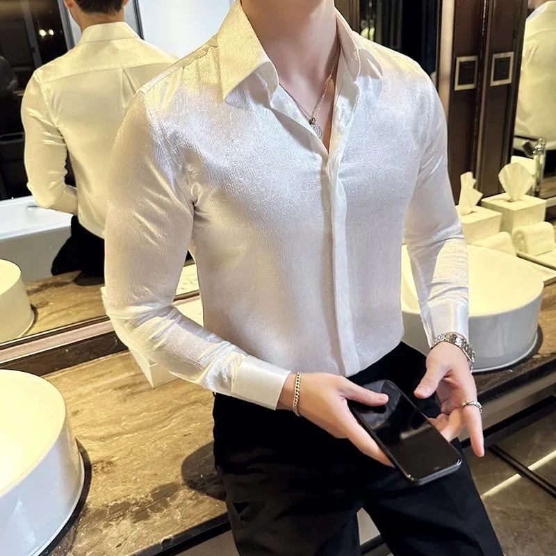 Glossy Slim Fit Men’s Dress Shirt