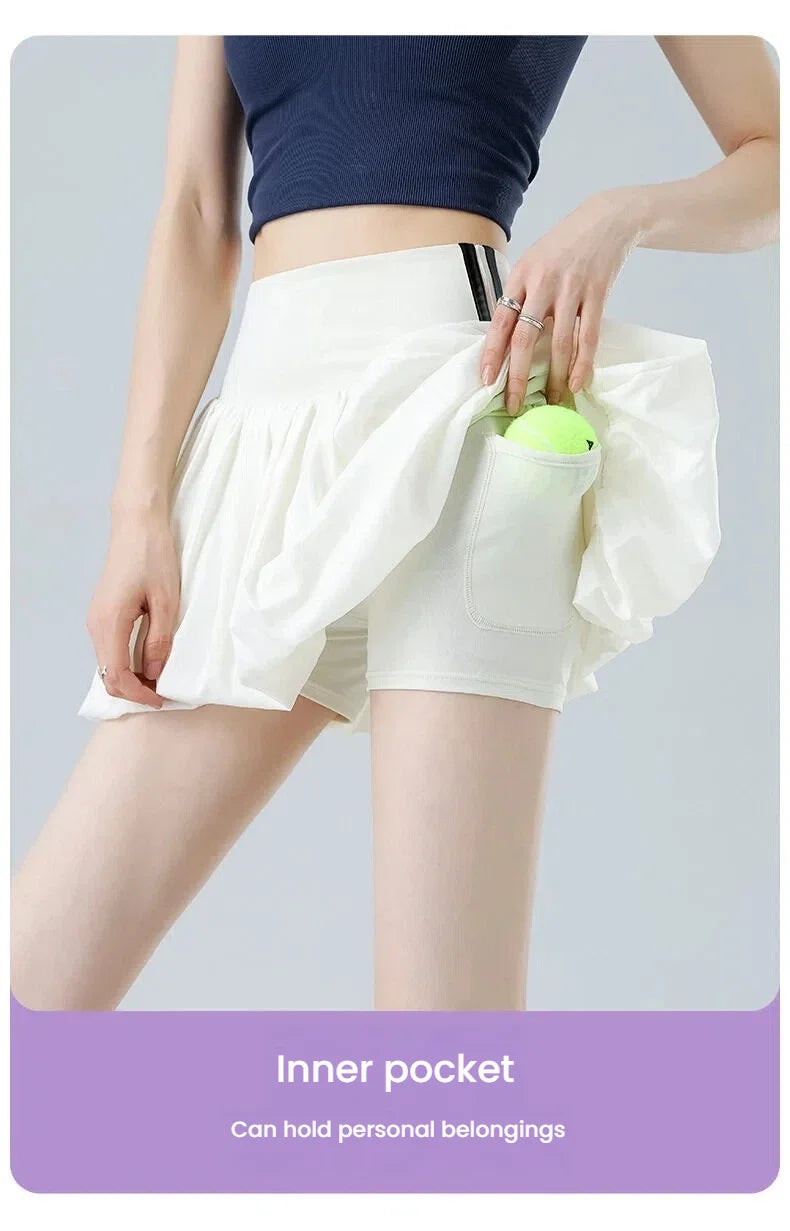 Women‘s Tennis Skirt Summer  High Waist Flared Golf Skirt with Built-in Shorts 2 in 1 Athletic Quick Dry Shorts Skirt Pickleball