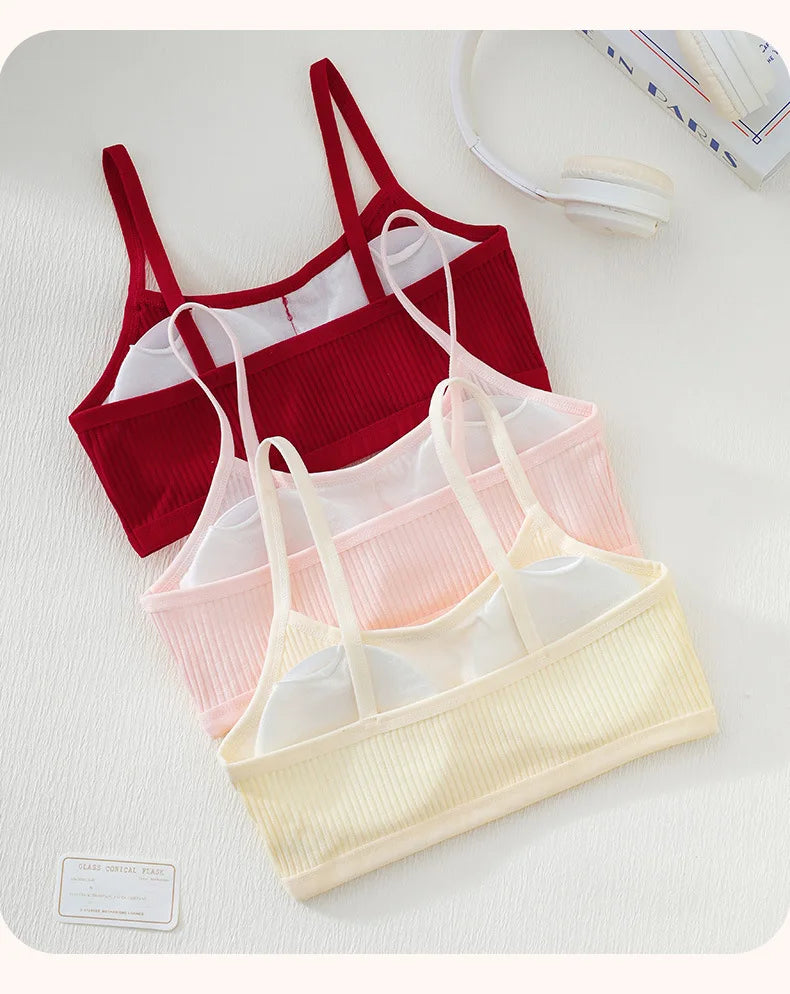 1PC Cotton Teenagers Girls Training Bras Solid Developmental Girls Sports Bras Soft Brassiere Kids Tank Tops Children Underwears