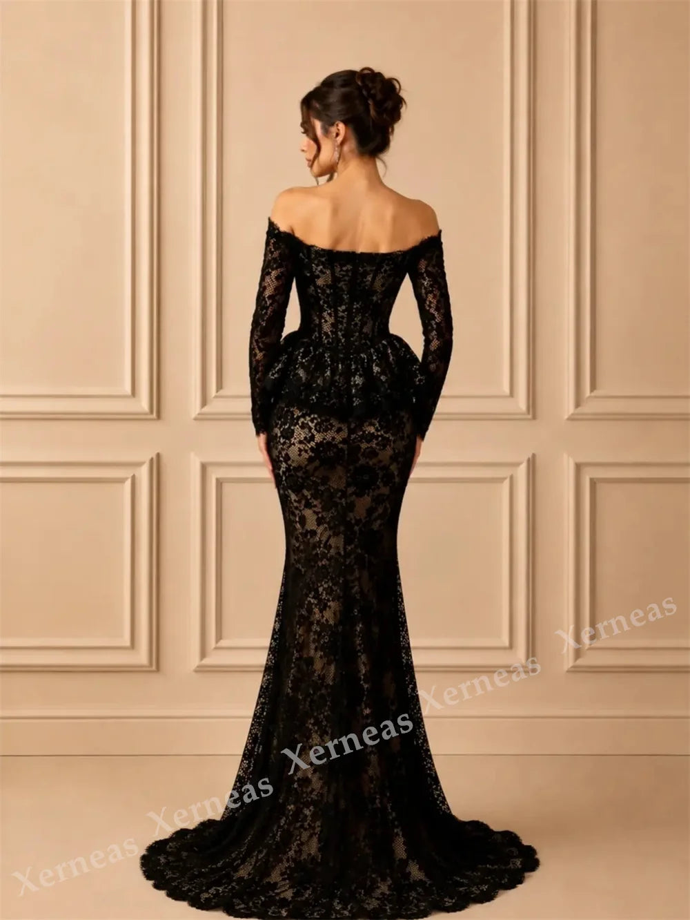 Customized Temperament Elegant Off-the-shoulder Evening Gowns for Banquet Lace Wedding Party Dress High Quality
