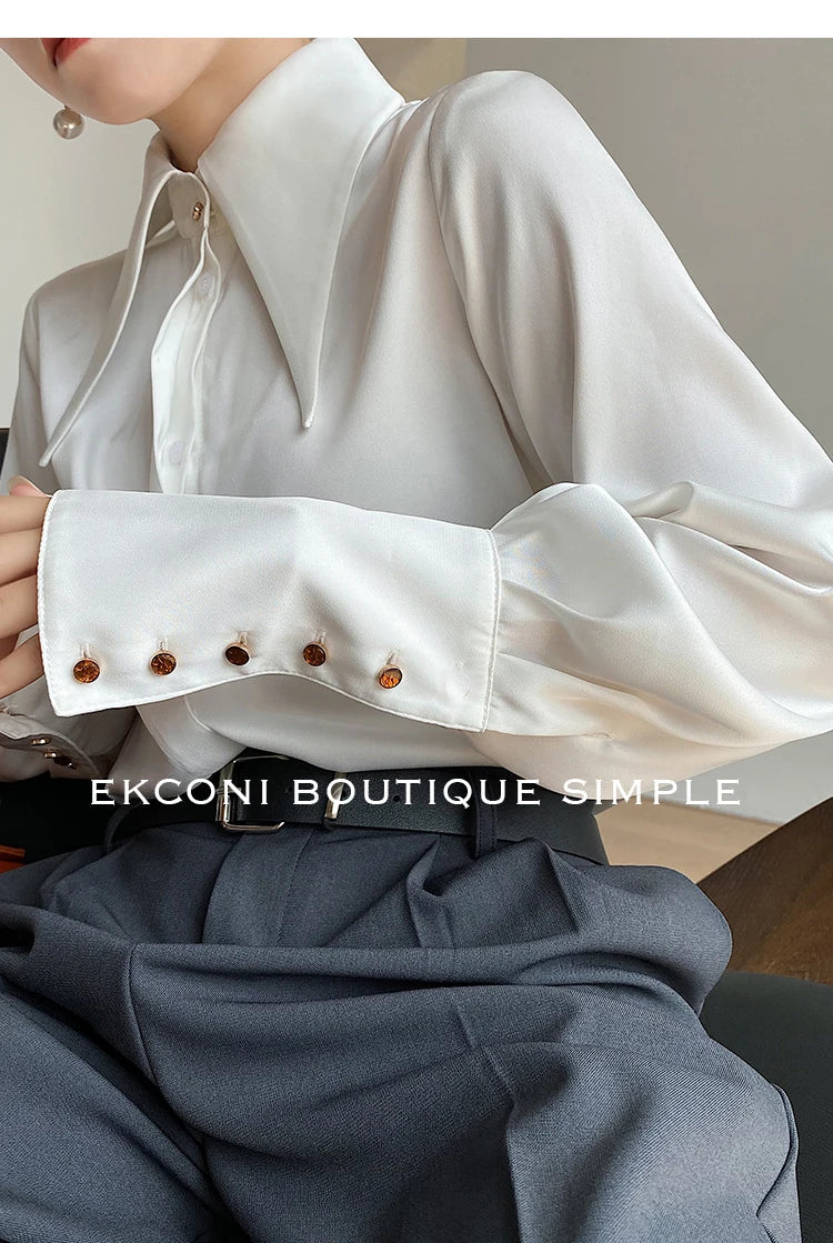 Elegant Satin Office Casual Shirt