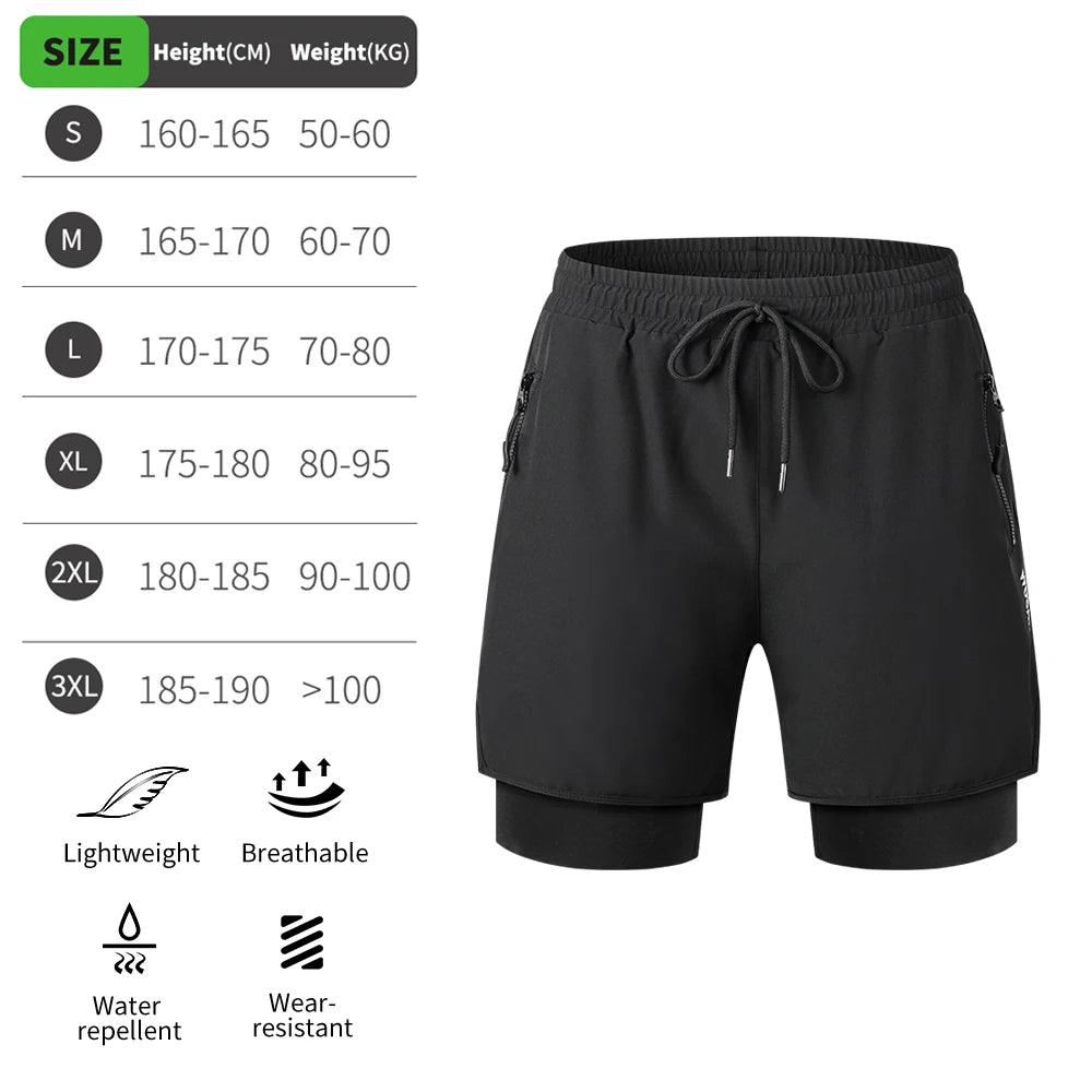 WOSAWE MTB Shorts Summer Men Cycling Shorts 2 in 1 Mountain Bike Padded Shorts Double Layer Downhill Bike Quick Dry Short Pants