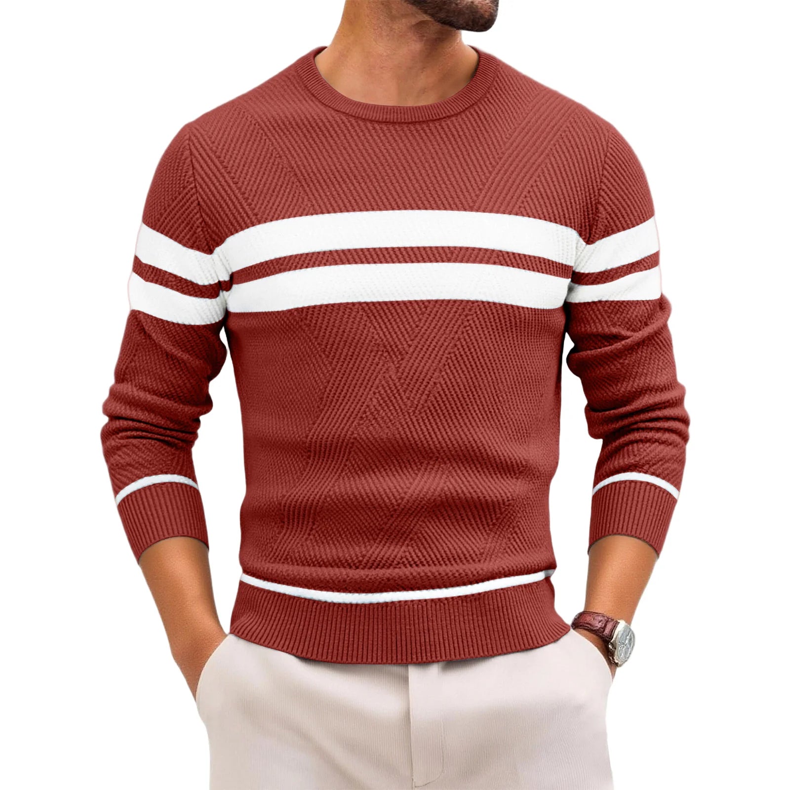Slim Striped Knit Pullover