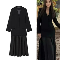 Chic Blazer Style Midi Dress