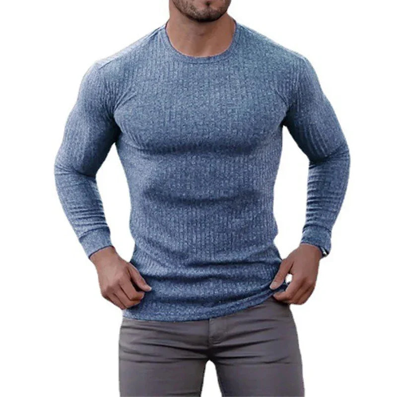 Slim Ribbed Turtleneck Pullover