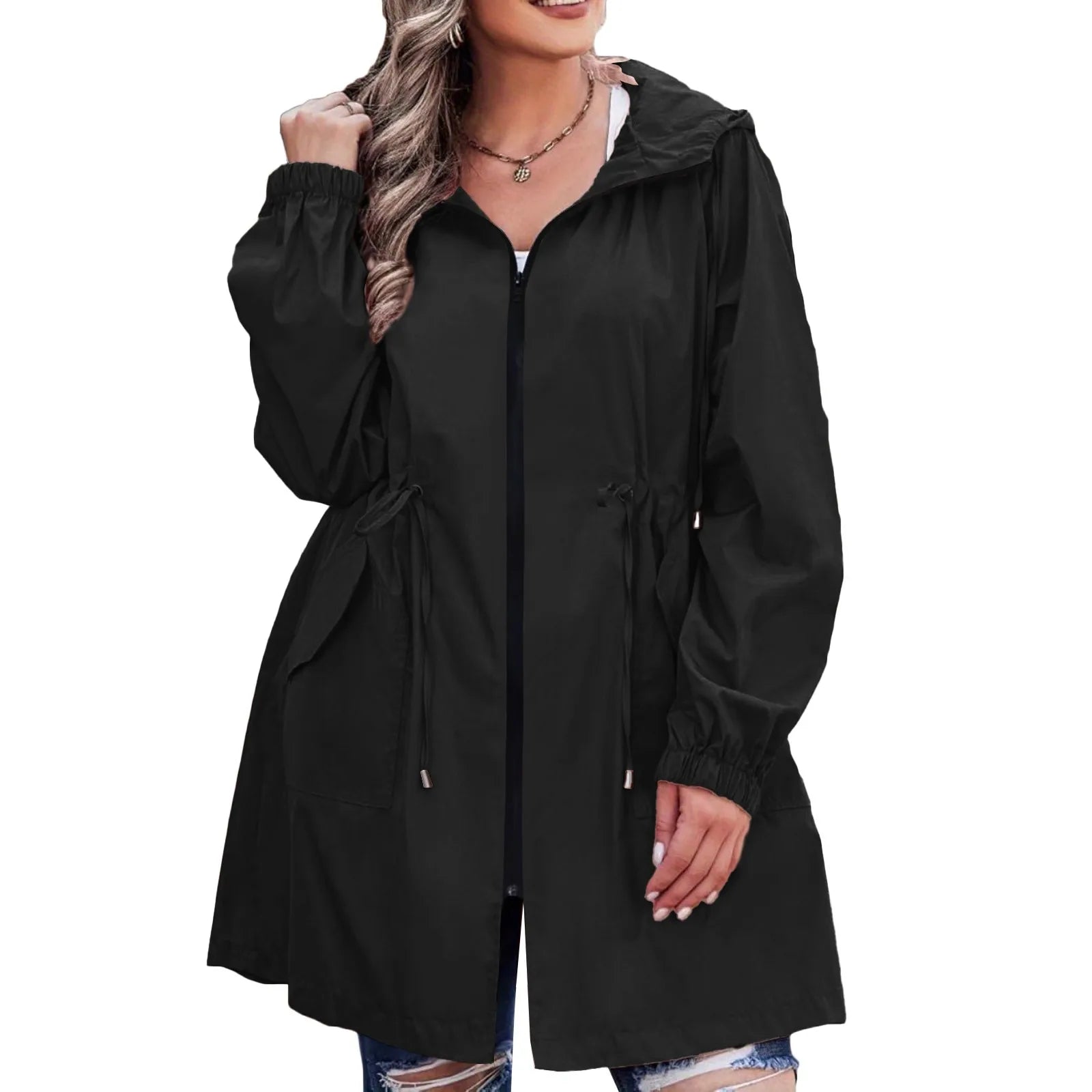 Women Trench Coat New Spring Autumn Jacket Casual Long Sleeve Hooded Mid Long Windbreaker Female Overcoat High-Quality Coats