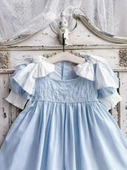 Embroidered Bow Princess Girls Dress