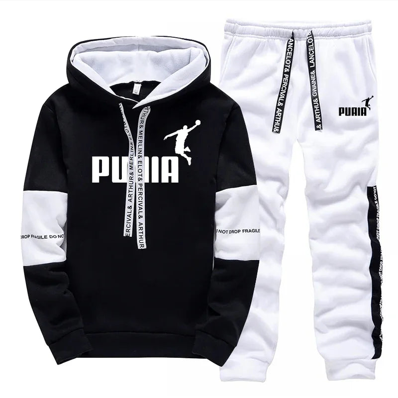 Printed Casual Tracksuit Hoodie Set