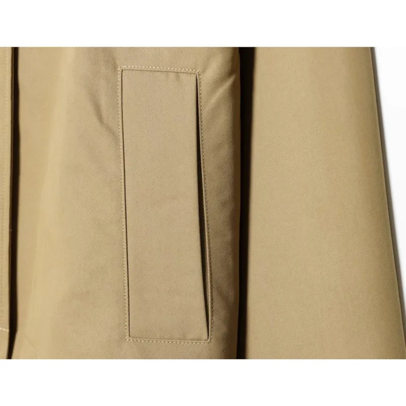 Women's Short Trench Coat with Contrast Collar New Spring Turn Down Collar Long Sleeve Button Women Coats Chic Female Jackets