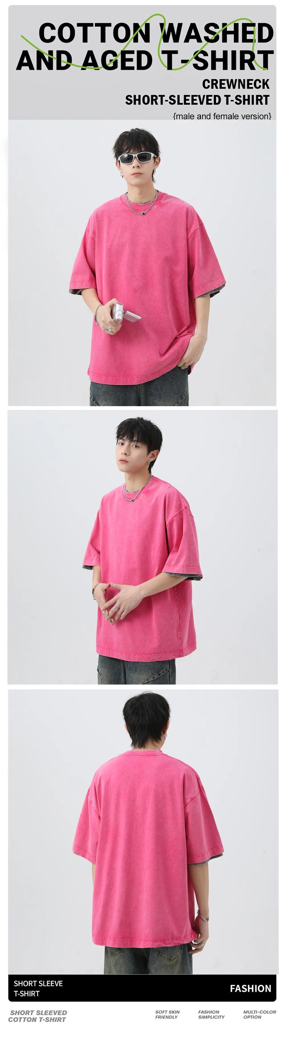 Men's Women Washed Vintage T-Shirts Street Hip Hop Retro Punk T Shirt Harajuku Casual Cotton Short Sleeve Couple TShirts Tees