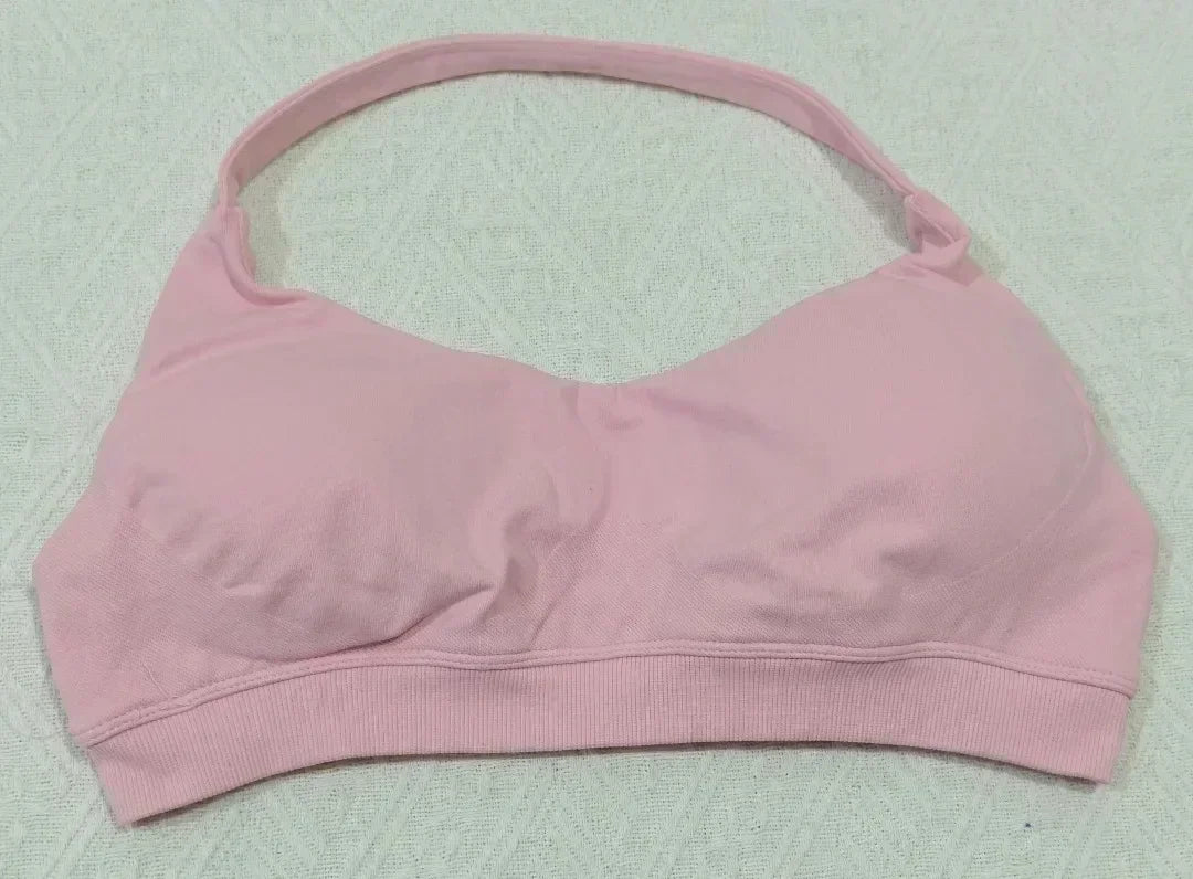 KEEP THAT PUMP Strappy Sports Bra With Logo High Support Womens Yoga Seamless Workout Top Elasticity Fitness Running Gym Bras