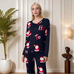 Santa Print Winter Pajama Set