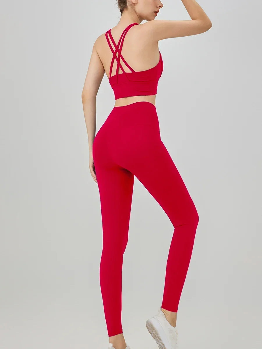 Women's Yoga Set Workout Set 2 Piece High Waist Yoga Leggings Sports Bra Gym Suit Activewear Sports Fitness Set Sports Suit