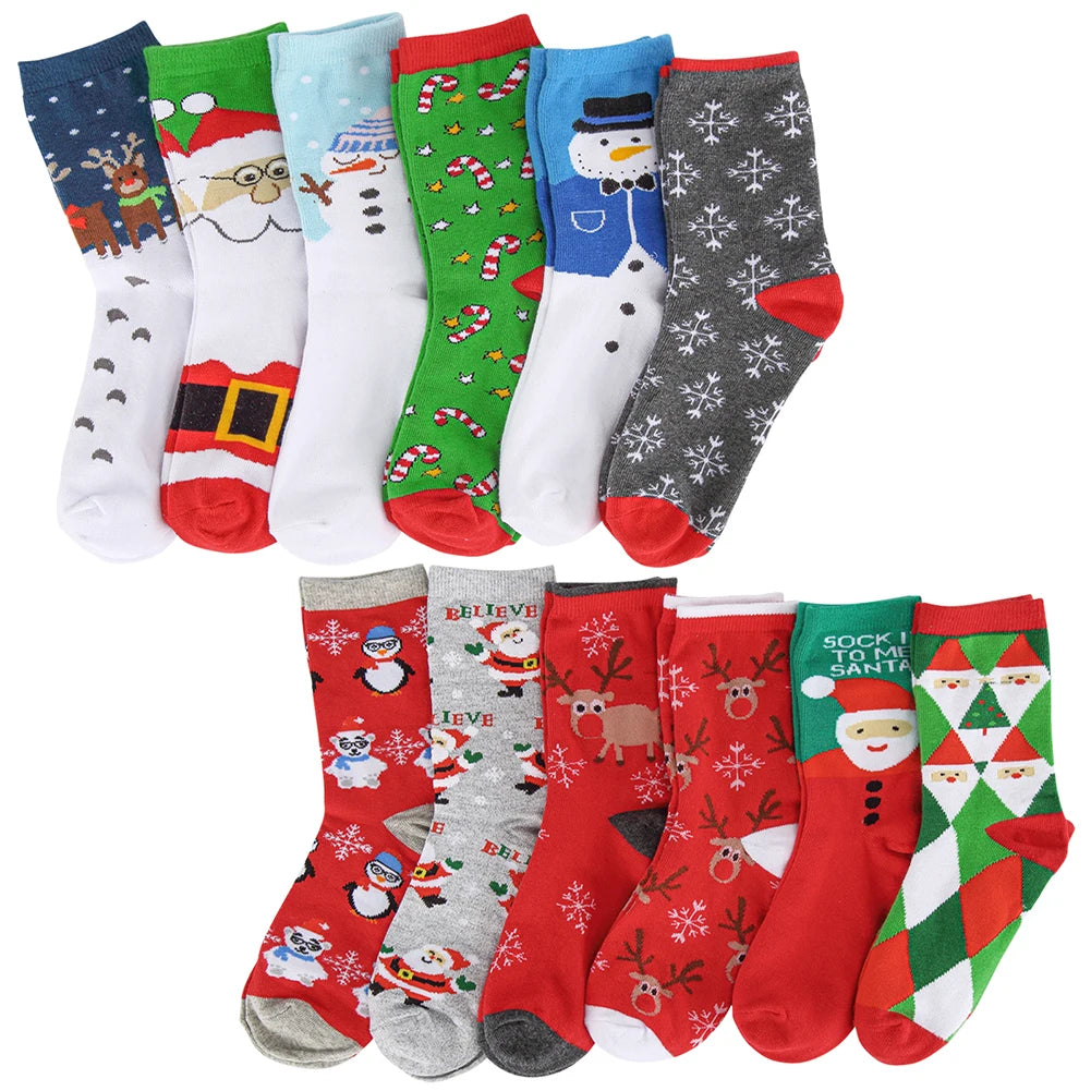 Festive Cotton Christmas Crew Socks