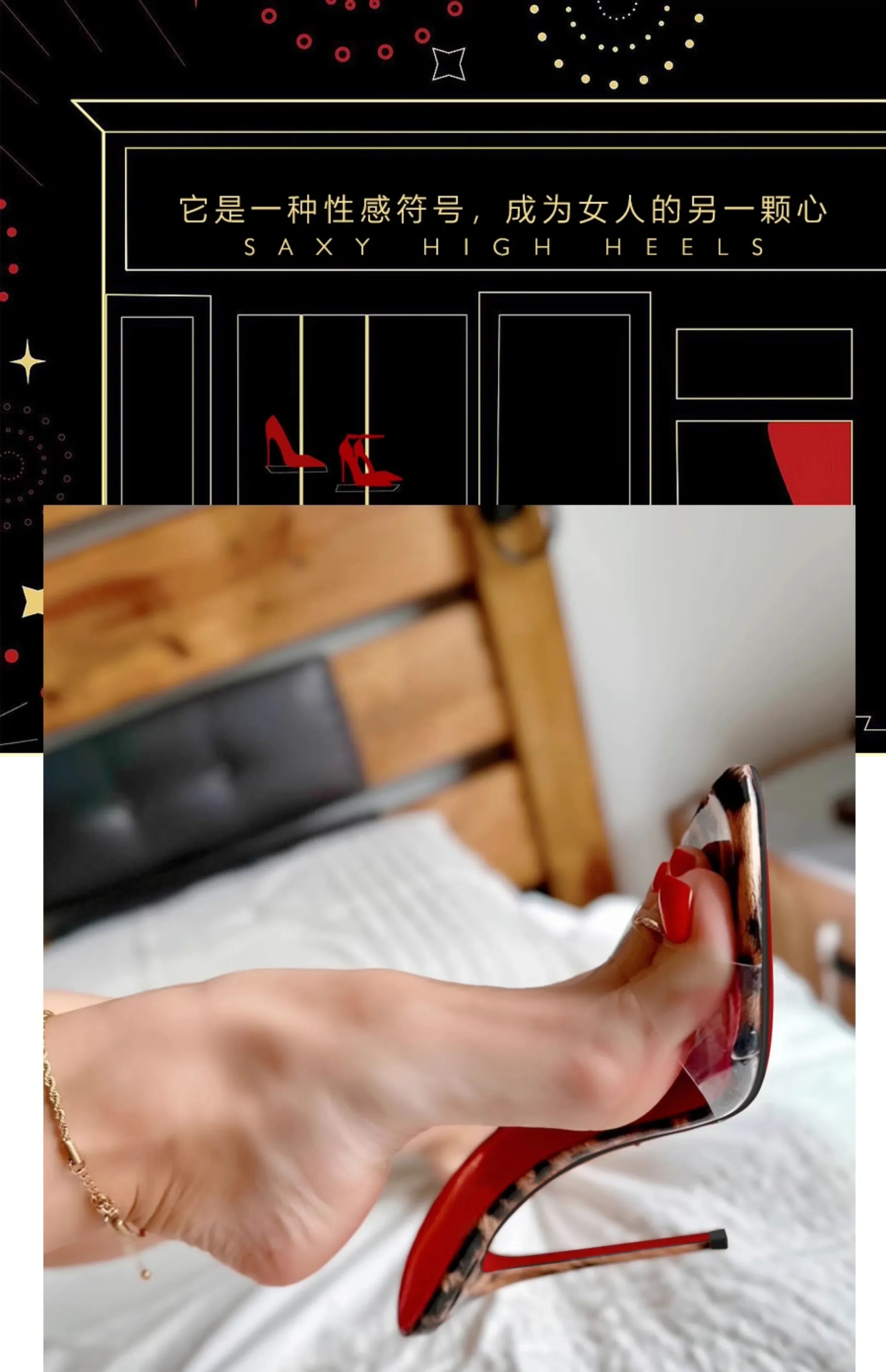 Sharp Pointed High Heels Red Super High Heels Slippers Women's Slim Heels Exposed Toes Half Drag Simple and Fashionable Sandals