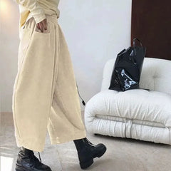 Women's Wide-Leg Pants Oversized Casual Harem Trousers with Pockets