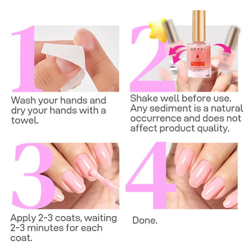 Natural Pink Nail Polish Hardener, Lasting Luster, Smooth Application, Enhance Nail Hardness, and Create Bright Nails