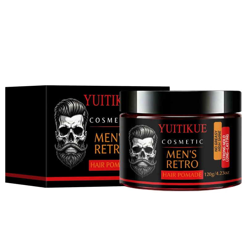120g Men Retro Hair Pomade Strong Hold High Shine Non Greasy Long Lasting Styling Wax For Slick Back Gentleman Hairstyle