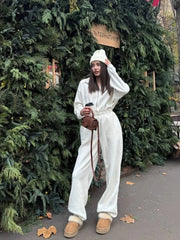 Jumpsuit Women 2026 New Fashionable Long Sleeved Jumpsuit for Women's Casual Half Open Collar Elastic Waist Jumpsuit