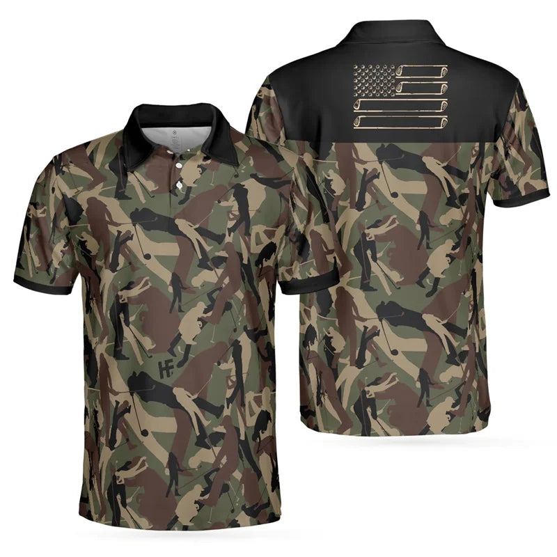 Camouflage Print Summer Golf Polo