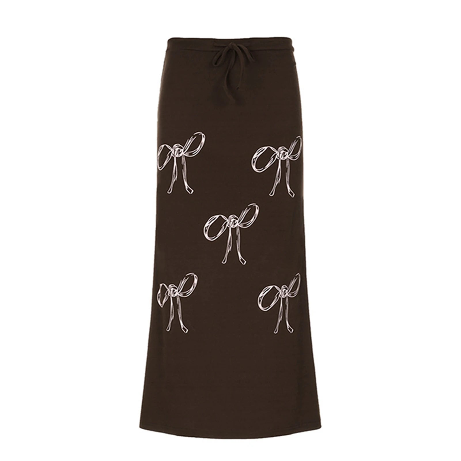 High-Waist Drawstring Ankle-Length Skirt