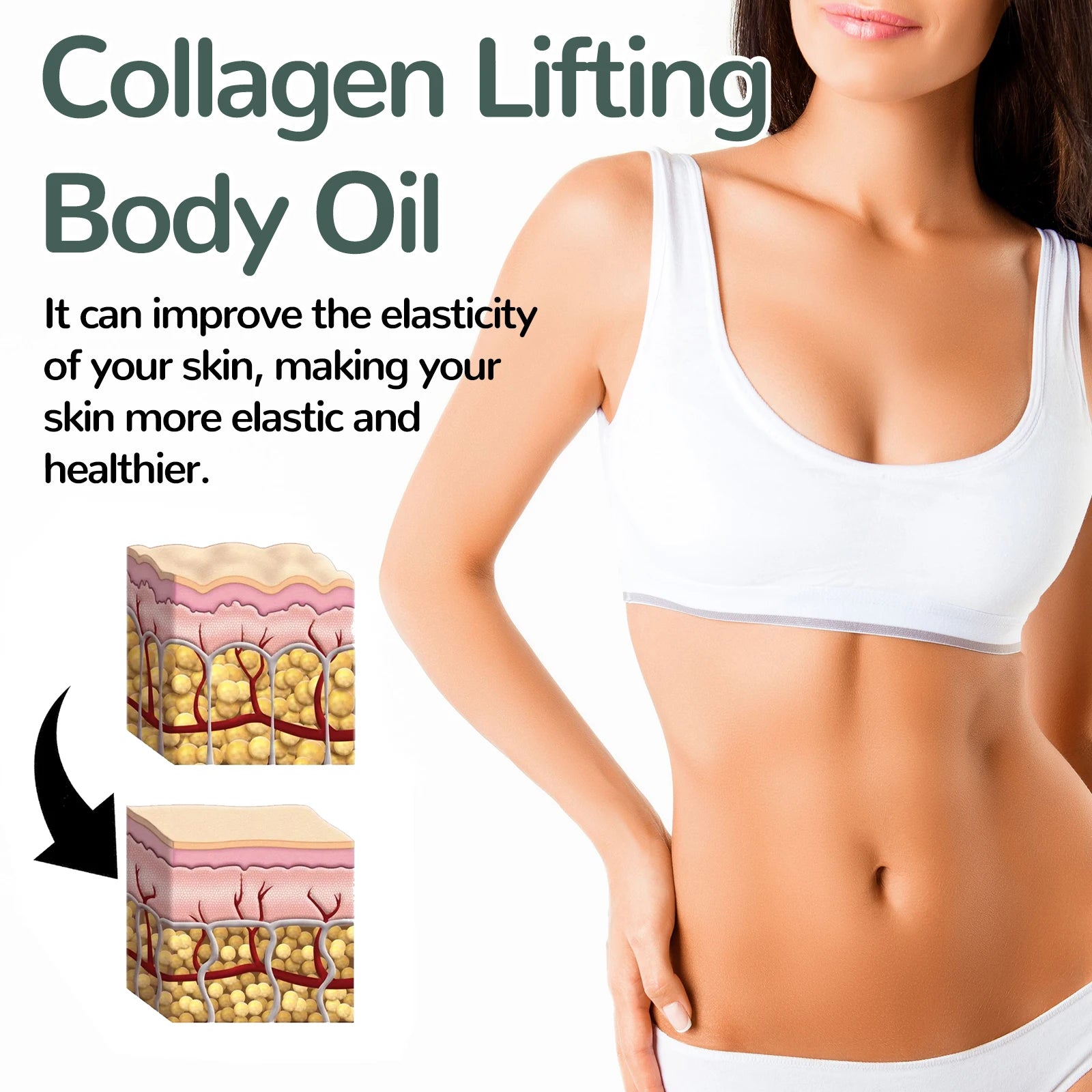 OceAura Collagen Body Oil Tighten Skin Elasticity Increased Moisturizing Body Smooth Non-greasy Rosemary After Shower Body Oil