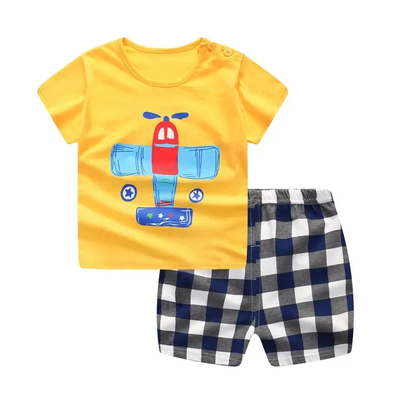 Plaid Summer Baby Outfit Set