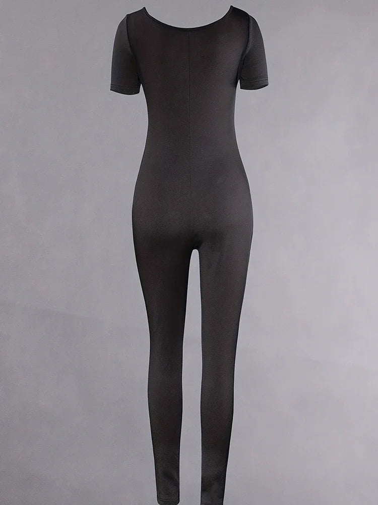 Chic Solid Bodycon Fitness Jumpsuit