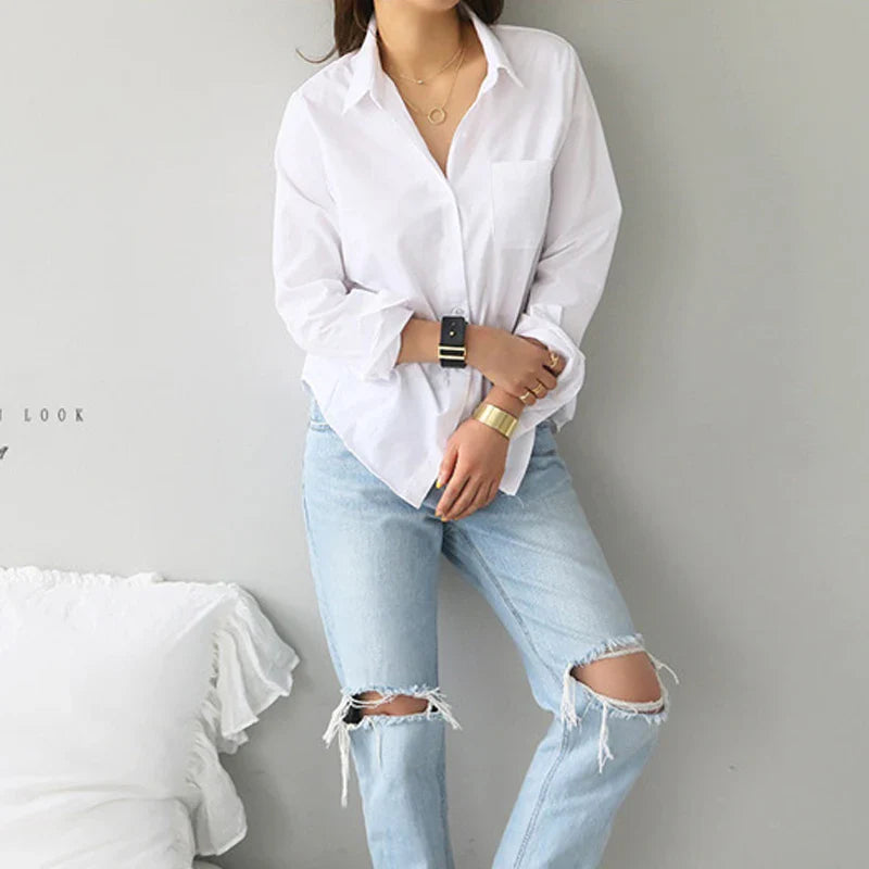 Modern Office Essential White Blouse