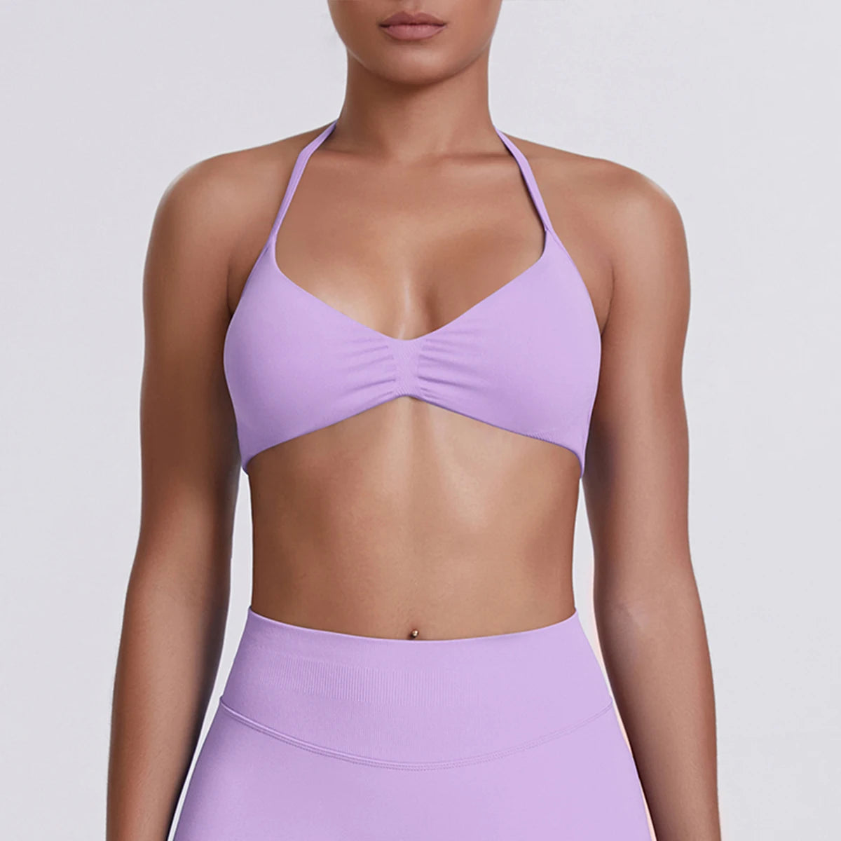 Sport Bra Strappy Bra Top Women High Support Thin Strap Halter Sport Seamless Bras Scrunch Workout Yoga Tank