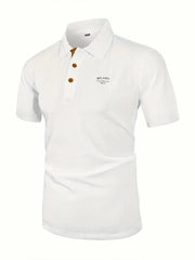 MILANO ITALIA Men's Textured Polo Shirt with Contrast Placket and Buttons