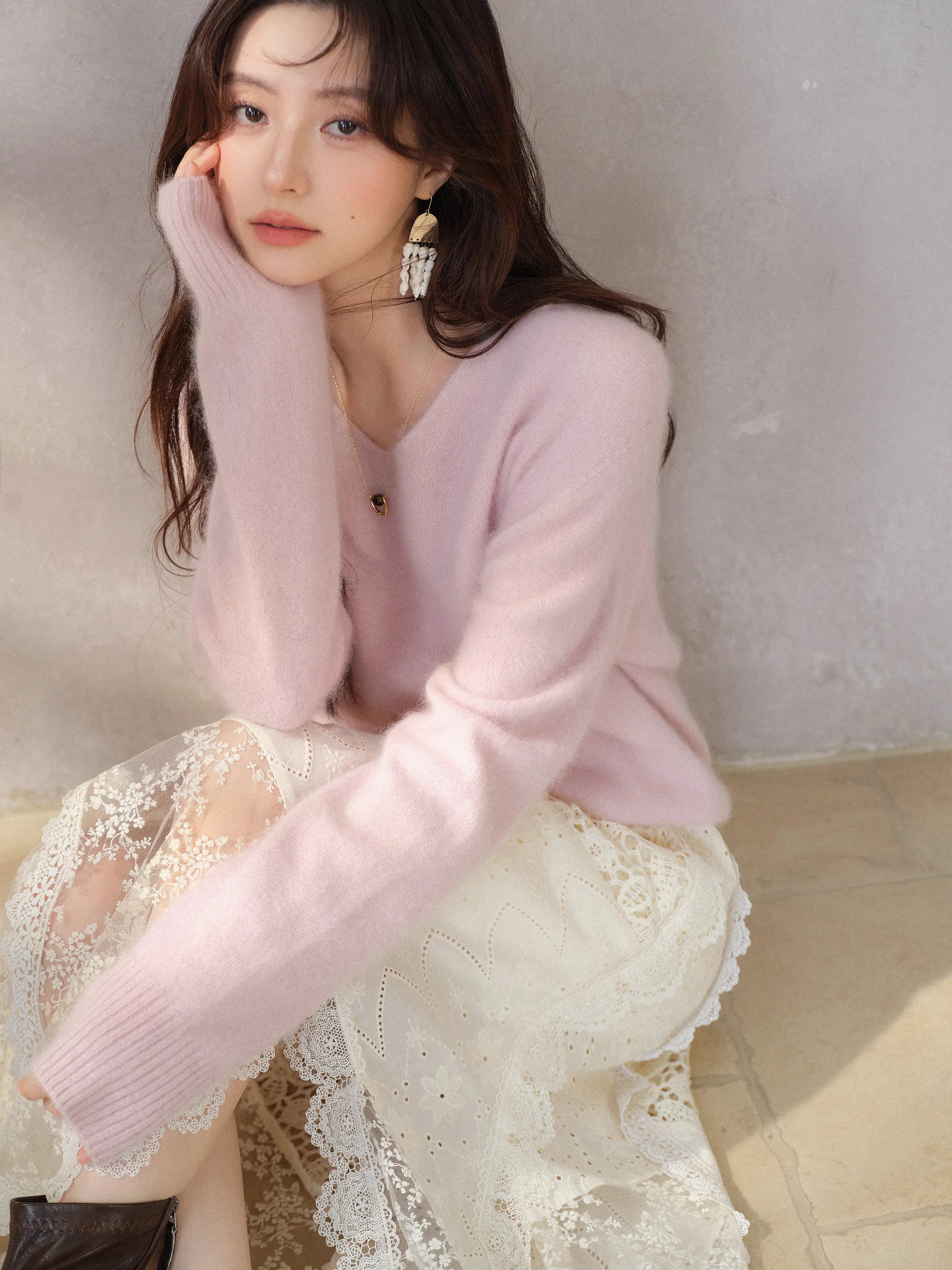 Elegant Wool Knit Skirt Set