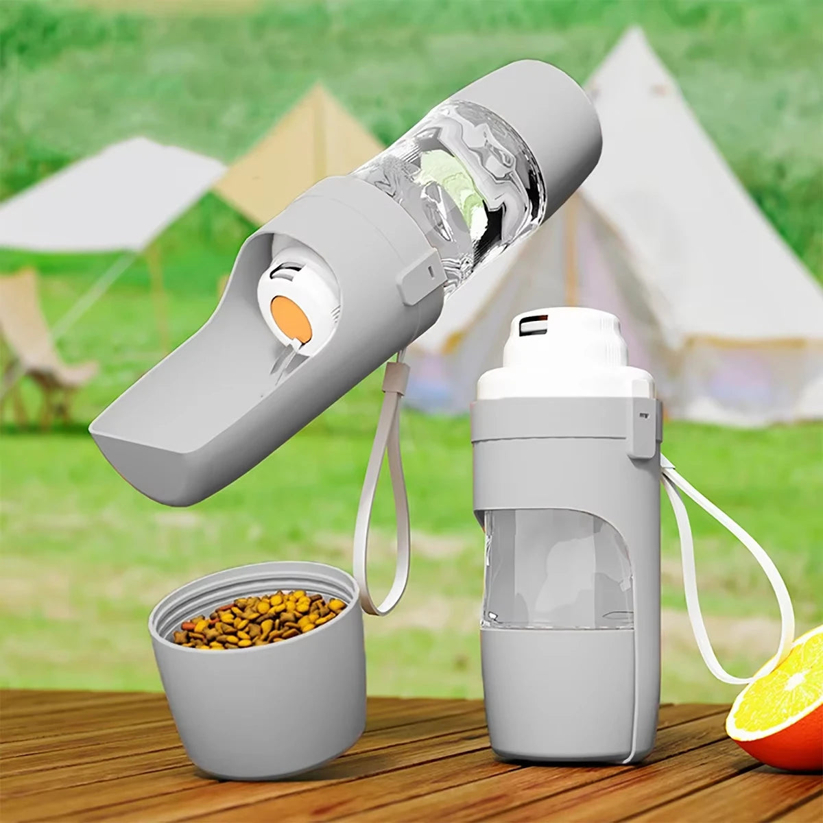 Pet Travel Water Bottle Portable with Food Container Foldable 2in1 Pet Outdoor Bowl Puppy Dog Cat Travel Drinking Food Feeder