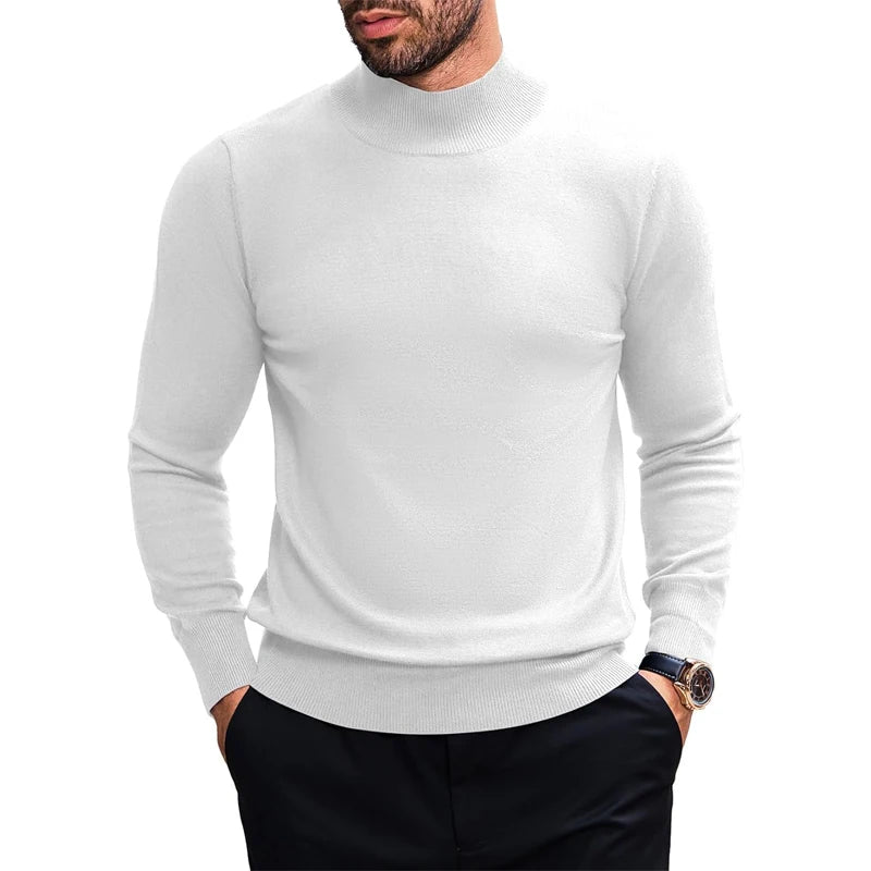 Stretch Mock Neck Knit Sweater