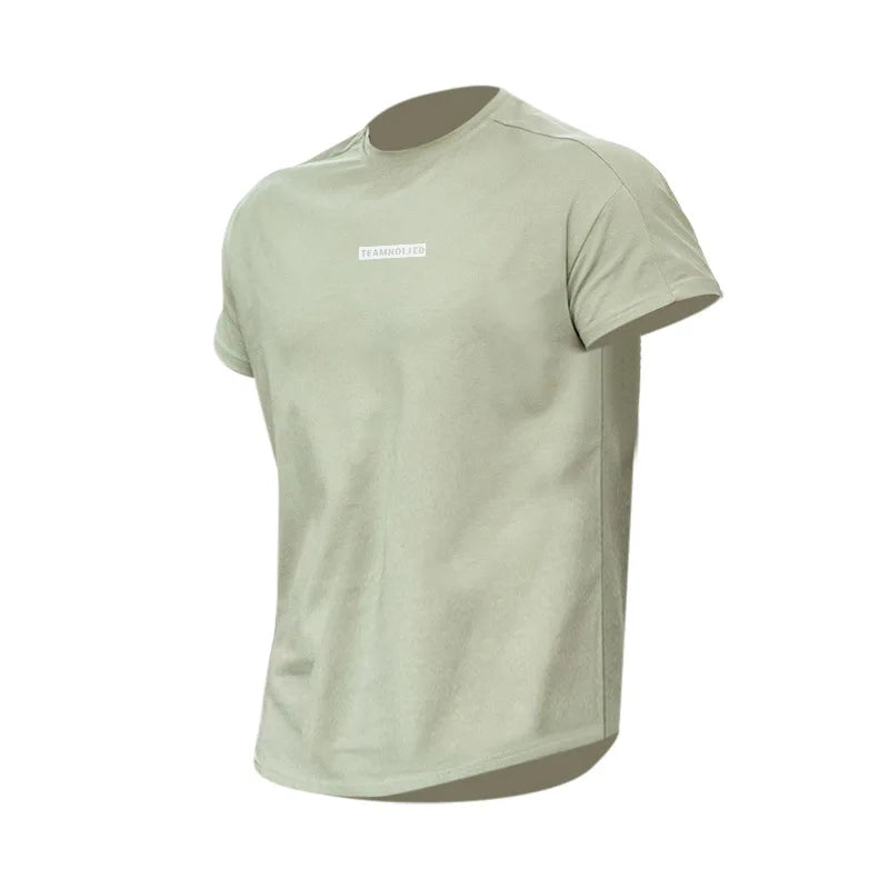 Men's Gym T Shirts Quick Dry Short Sleeve Summer Sports T-shirt Elastic Fitness Workout Tops Casual Bodybuilding Athletic Tee