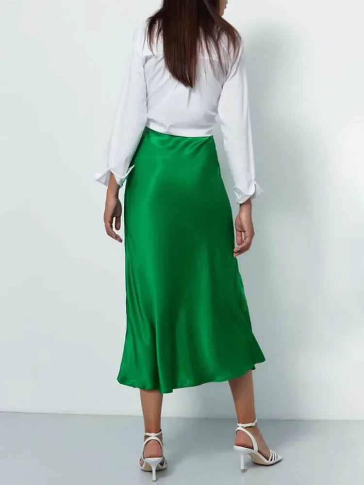 Elegant Satin A-Line Summer Skirt