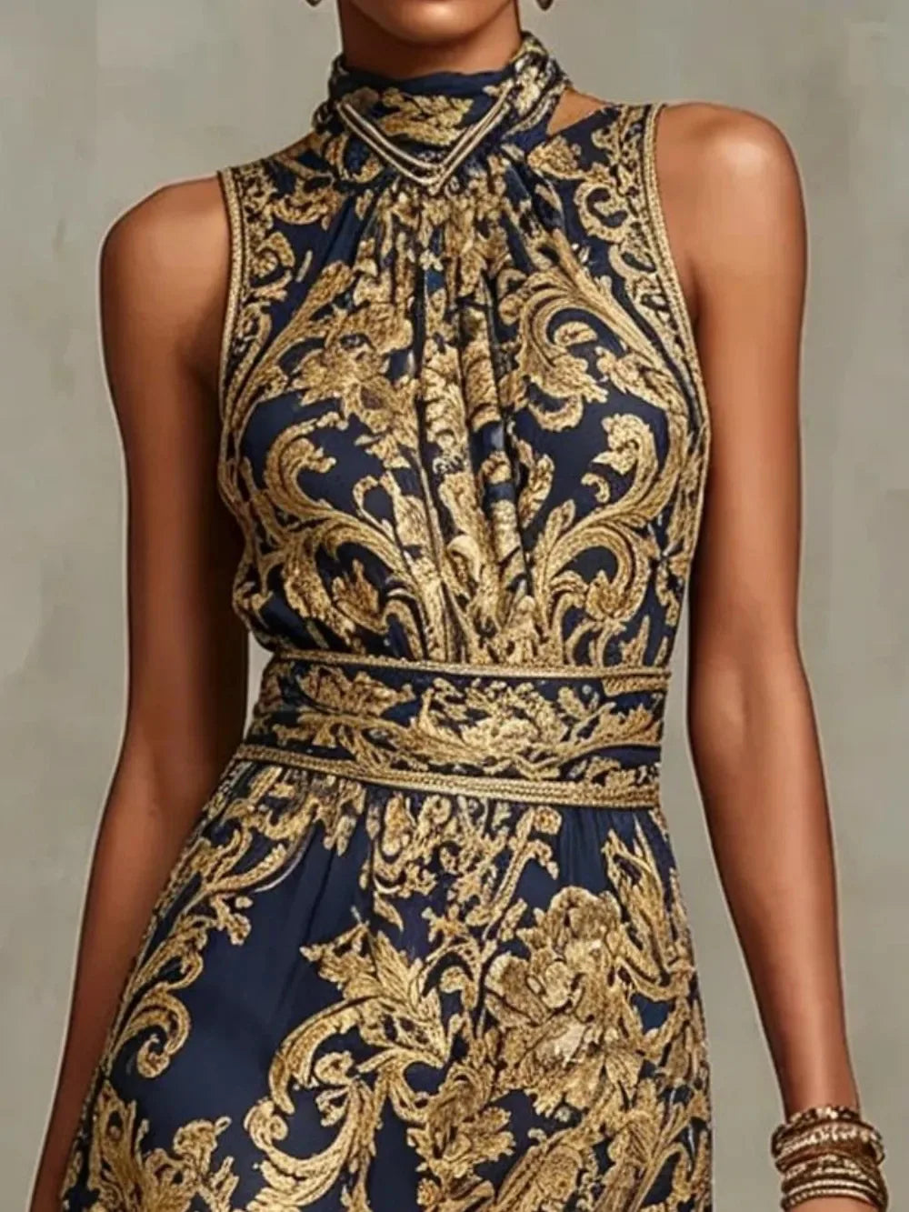 Elegant Party Evening 2026 Summer Long Dresses New Vintage Classic Pattern Flower Printed Lapel A-Line Dresses For Women