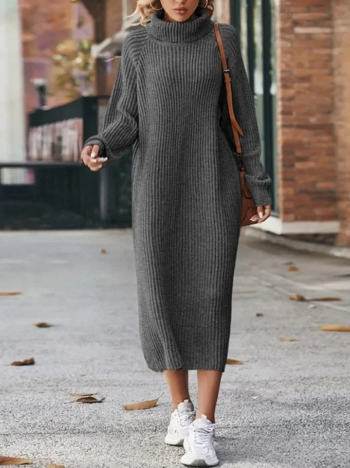 Knitted Turtleneck Sweater Dress