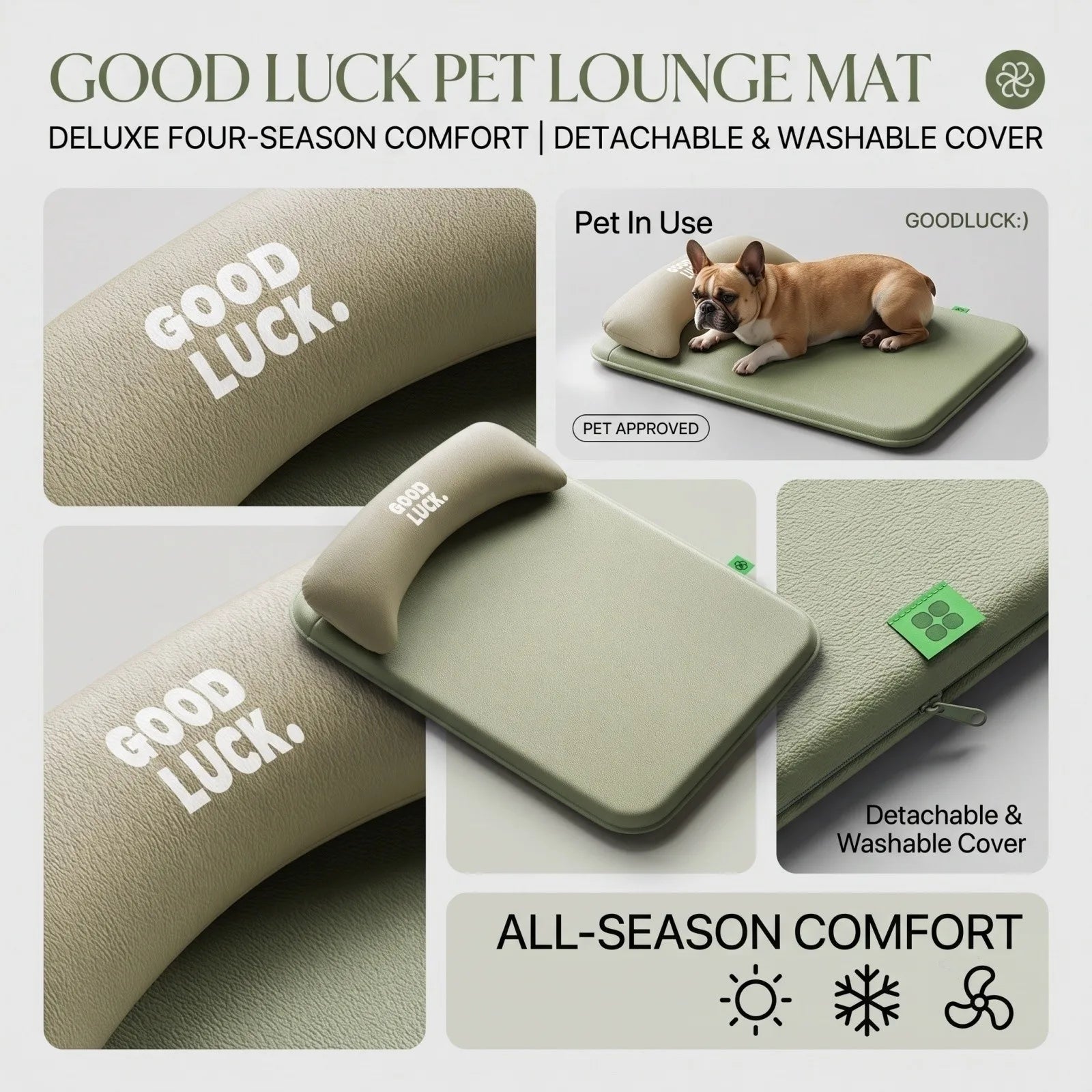 New Pet Bed with Pillow Removable and Washable Pet Mats All-Season Soft Cushion for Dogs and Cats Pet Supplies