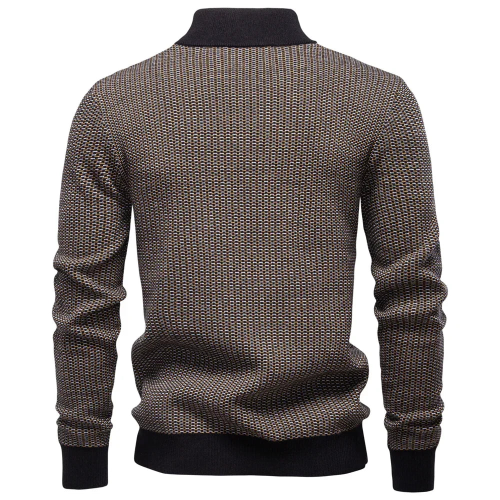 Striped Mock Neck Knit Sweater