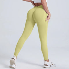New Women V Back Athletic Leggings Fitness Exercise Yoga Gym Tights Workout Scrunch Butt Lifting Training Pants