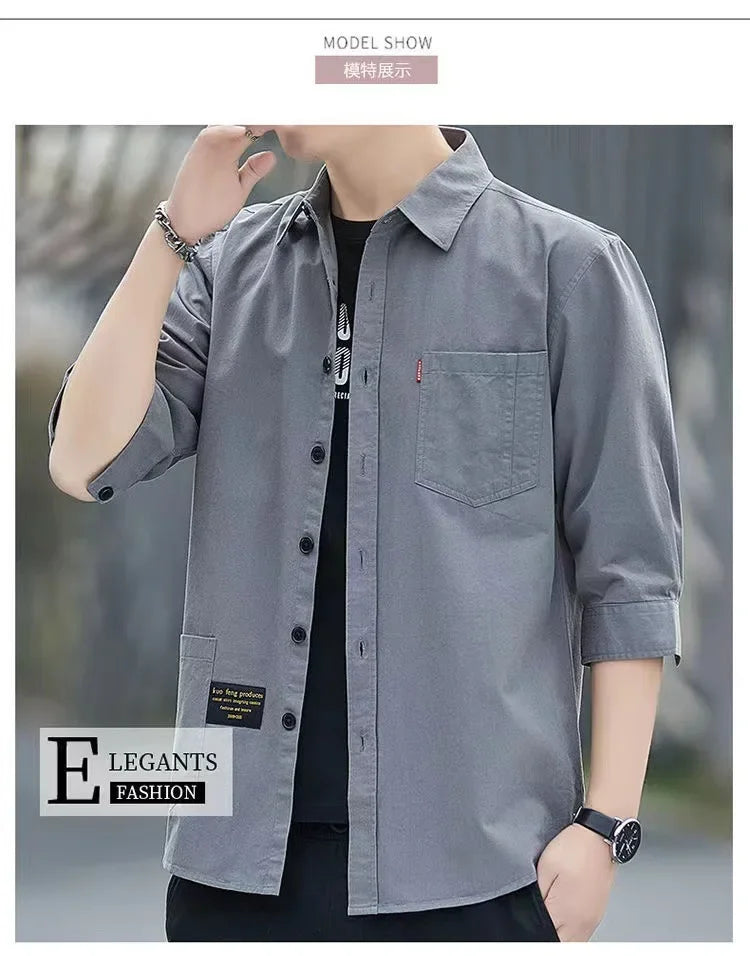 Summer Casual Solid Shirt Men
