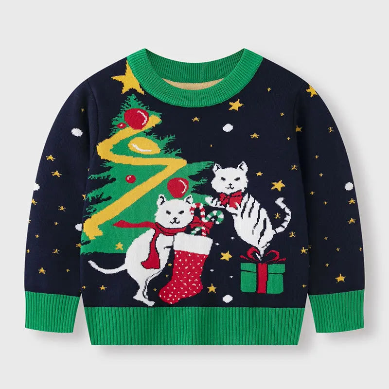 Winter Cartoon Knit Kids Pullover Sweater