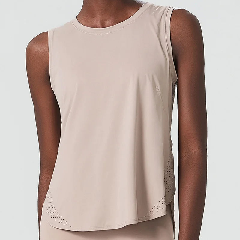 Yoga Sport Top Women Gym T Shirt Workout Clothing Wear Loose Cover Hip Shirt Quick Dry Vest Cropped Blouse Cool Tank Tops