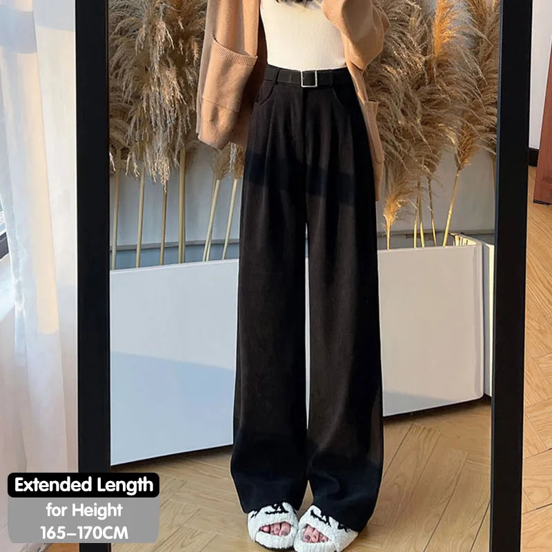 Women's Pants Autumn Winter Corduroy High Waist Wide Leg Pants for Women Casual Trousers Female Straight Pants Women Clothes New