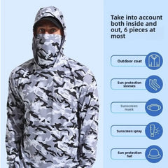 Hooded Design Fishing Shirt Summer Mask Lightweight Material Hooded Fishing Clothes Performance Fabric Outdoor Hoodie