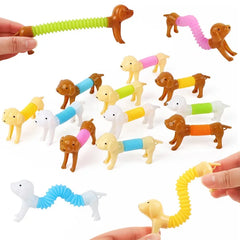 10Pcs Stretchable Dog Stress Relief Pop Tubes Toy Kids Birthday Party Favors Pinata Filler Telescoping Sensory Squeeze Toy
