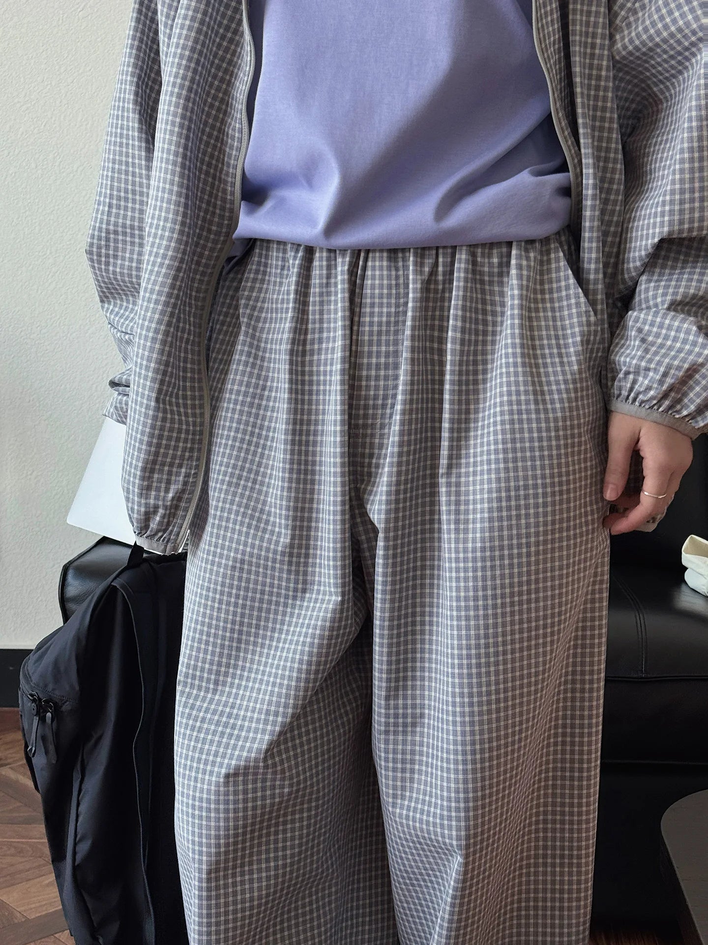 2026 Women Summer Long Pants High Waist Wide Leg 80% Cotton Plaid Pants Fashion Clothes Vintage Pants Female Trousers